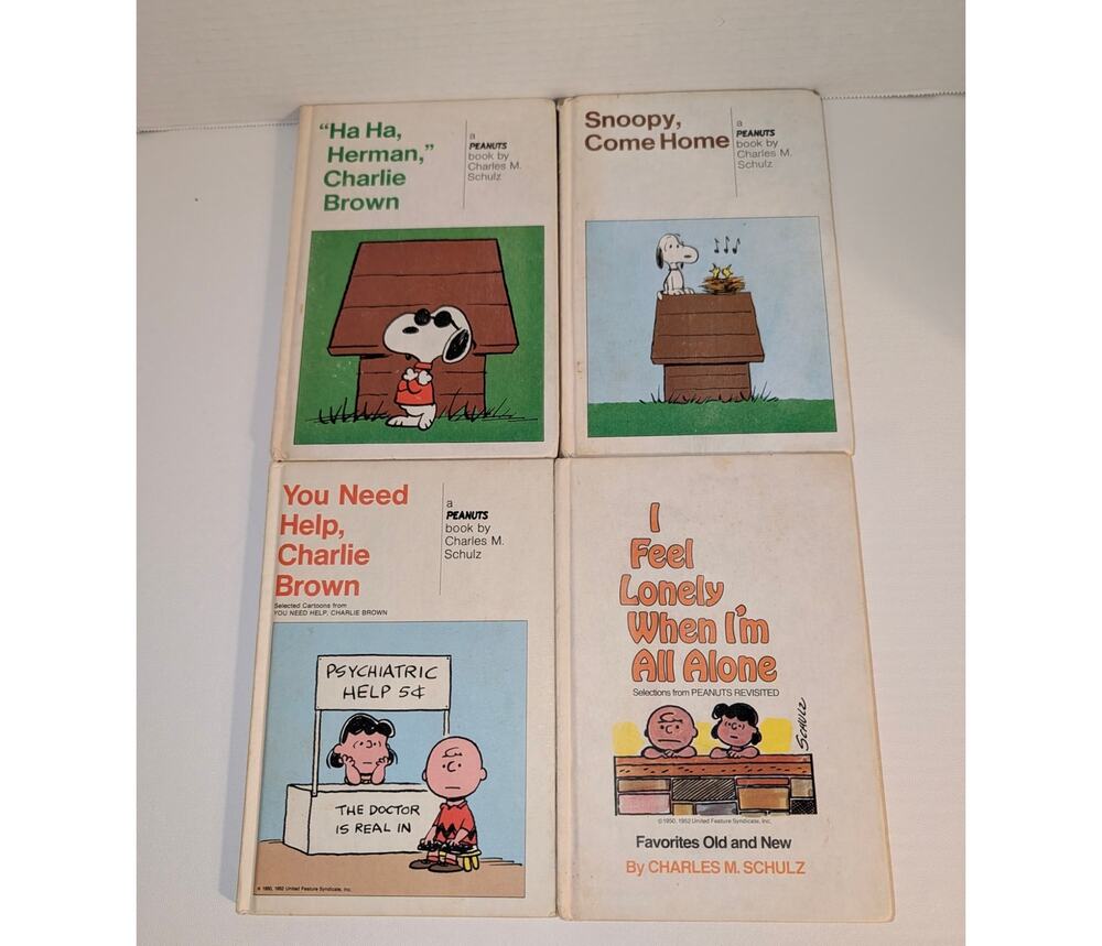 Lot of 4 Vtg 1960's-70's Peanuts H.C. Books Snoopy Come Home